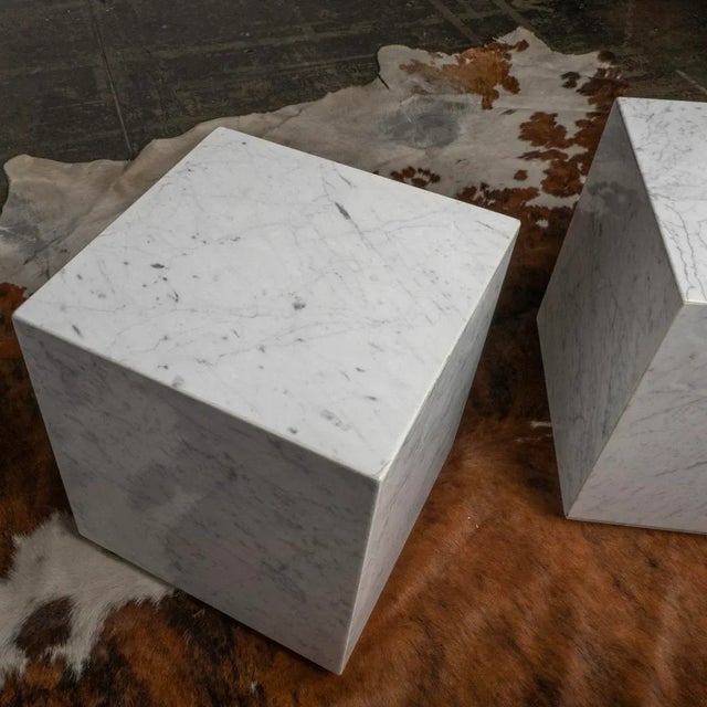 1960s Carrara Marble Cube Side End Tables - a Pair For Sale In Los Angeles - Image 6 of 12
