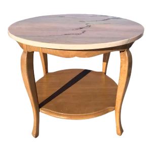 Mid 20th Century French Country Pink Marble Top Accent Table