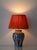 Delft Blue Ceramic Table Lamps with Persimmon Silk Shades from Boch Frères, 1960s, Set of 2 For Sale - Image 3 of 18