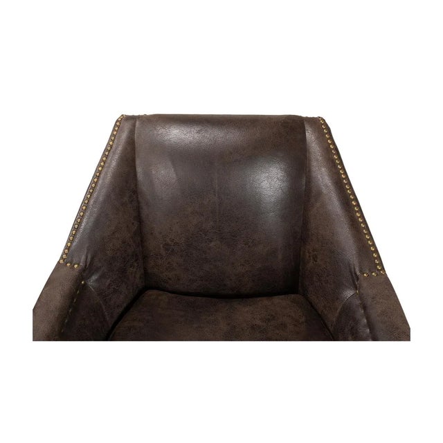 Eclectic Modern Leather Armchair For Sale - Image 9 of 11