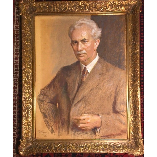 Reusing Fritz, Portrait of a Gentleman with Cigarillo, 1940, Pastel For Sale - Image 7 of 13