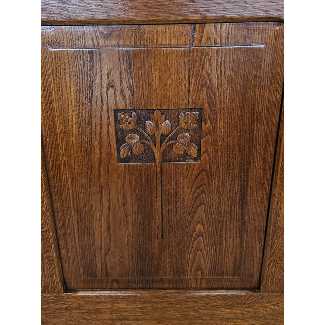1920s French 1920s Solid Oak Bed Frame Carved Floral Design Full / Queen Adaptable For Sale - Image 5 of 17