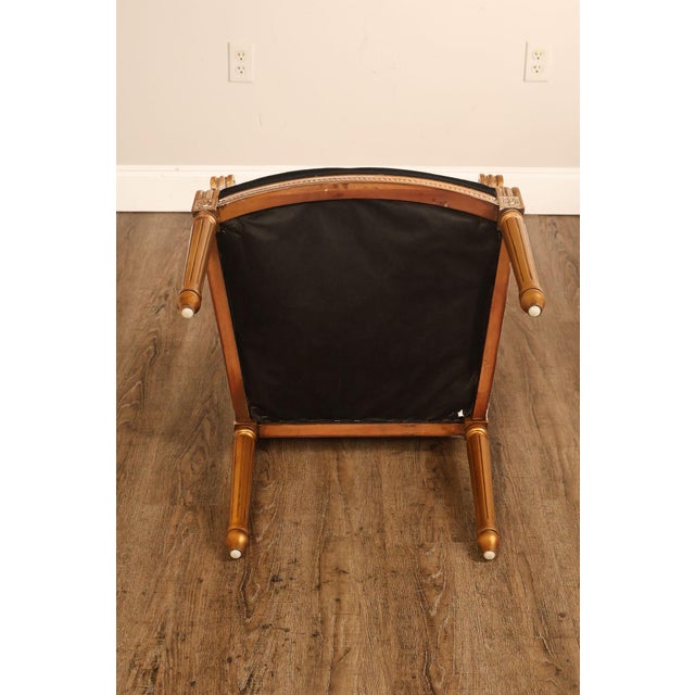 Louis XVI Style Giltwood Armchair With Black Upholstery For Sale - Image 18 of 18