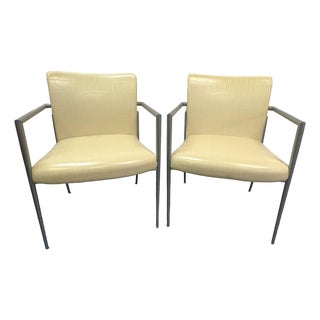 Hickory Business Furniture Faux Croc and Metal Office Chairs - A Pair For Sale