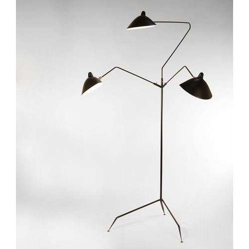 Mid-Century Modern Black Floor Lamp with Three Rotating Arms by Serge Mouille For Sale - Image 3 of 15