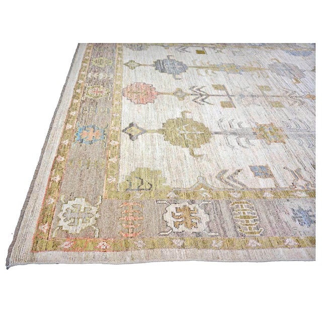 Turkish Oushak Wool 10x12 Gold, Ivory & Gray Handmade Area Rug #1144132 For Sale - Image 10 of 14
