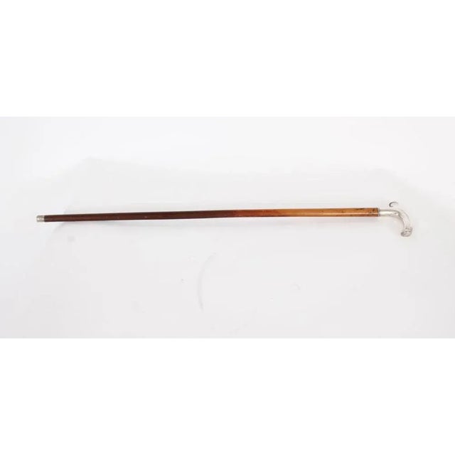Antique Continetal Silver and Ebonized Walking Cane Stick For Sale - Image 6 of 9