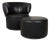 Set of Model 684 Lounge Chair and Ottoman in Black Leather from Rolf Benz For Sale