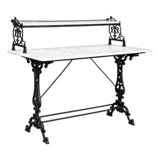 19th Century French Cast Iron Patisserie Display Table With Carrara Marble Tops For Sale