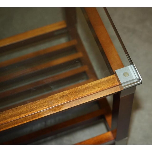 Vintage Hardwood Pewter and Glass Side Tables by Pierre Vandel, Set of 2 For Sale - Image 6 of 18