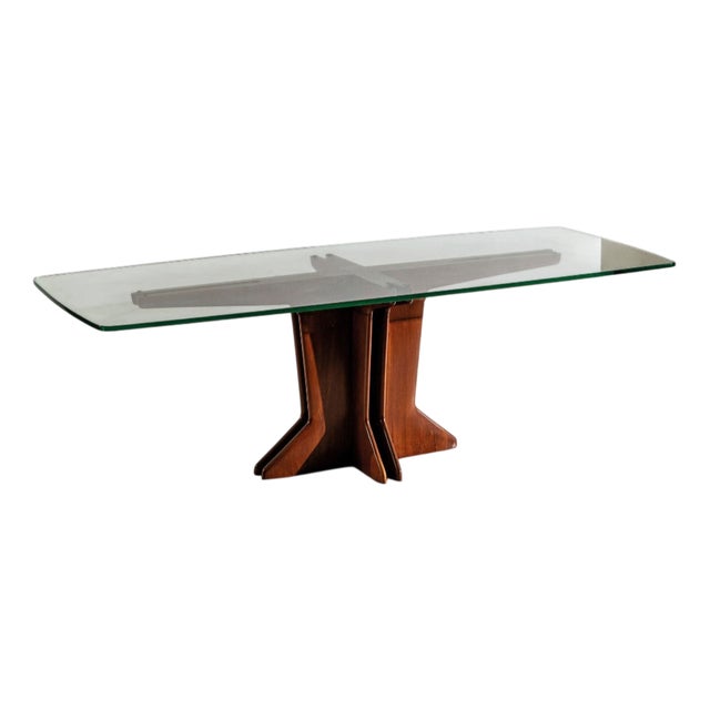 Vintage Table in Walnut Wood with Marble Base by Giorgio Raponi, 1950s For Sale