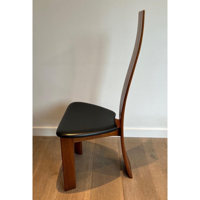 Circa 1970 Scandinavian Chairs in Exotic Wood and Black Leather- a Pair For Sale - Image 6 of 12