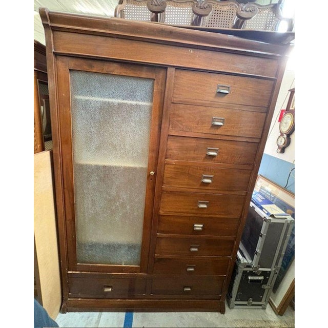1920s Cabinet with Chest of Drawers and Display Cabinet in Walnut, Early 1900s For Sale - Image 5 of 16