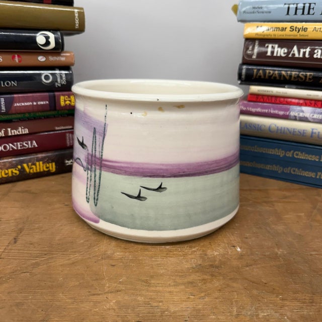 Hand-Painted Lavender Ceramic Bowl with Gradient Brushwork For Sale - Image 4 of 9
