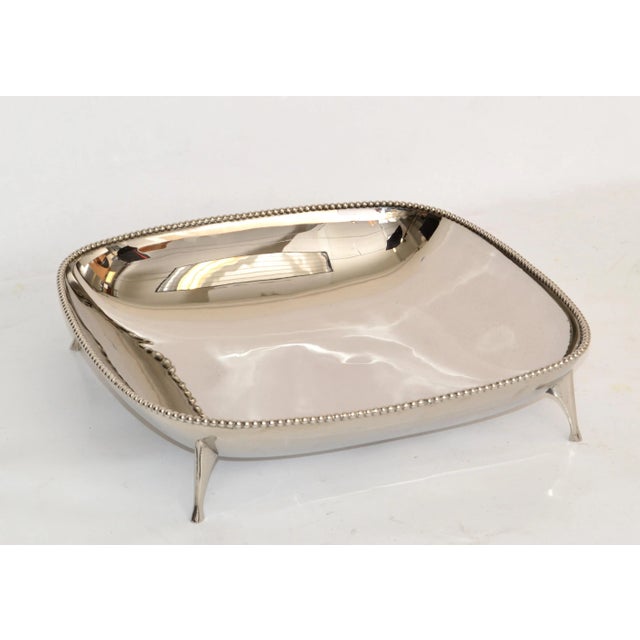 Art Deco Style Square Footed Bowl Silver Plated Steel & Silver Border Centerpiece For Sale - Image 13 of 13