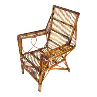 1960s Mid-Century Italian Pencil Reed Lounge Chair For Sale