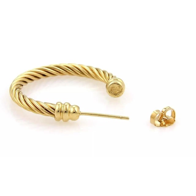 Late 20th Century Charriol Twisted Wire Design 18k Yellow Gold Hoop Earrings, 2 Pieces For Sale - Image 5 of 6