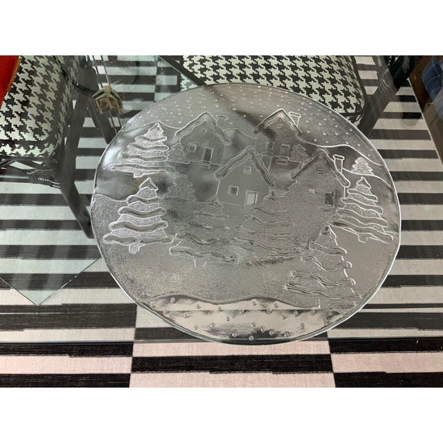 Transparent Vintage Crate & Barrel Winter / Holiday Scene Platter For Sale - Image 8 of 11