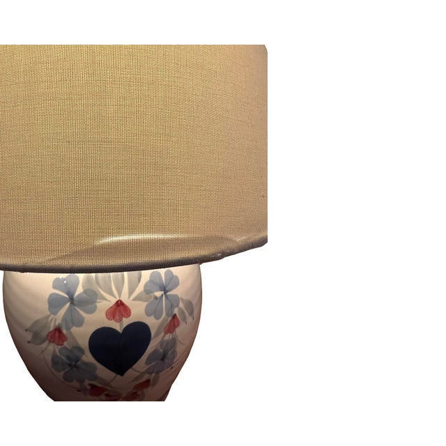 Metal Vintage Mid Century Modern Pair of 1970s Postmodern Ceramic Table Lamps Shades Boho Hand Thrown Studio Pottery For Sale - Image 7 of 10