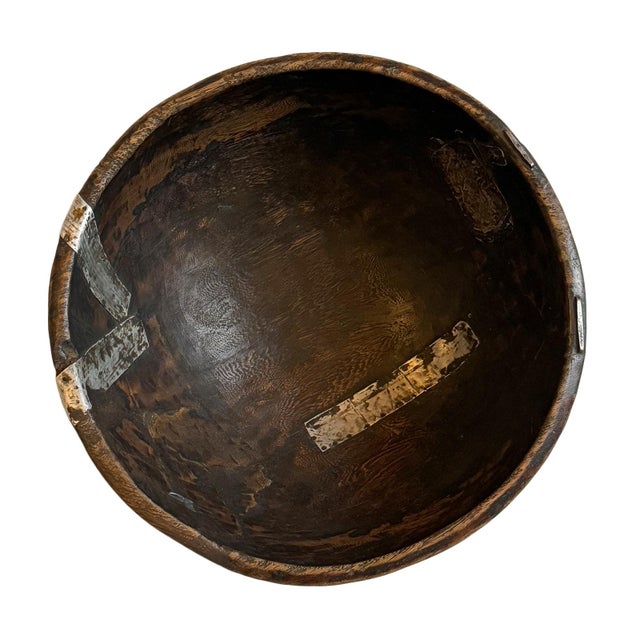 Tribal Large Vintage Fulani Wood Bowl For Sale - Image 3 of 9