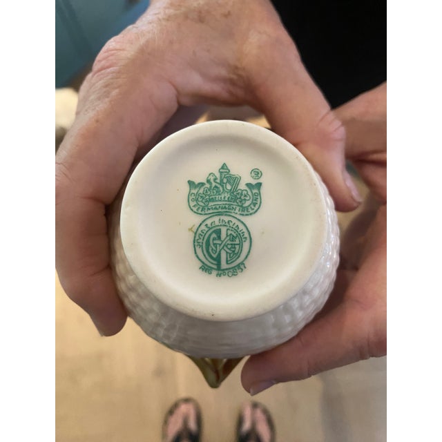 1940s Genuine Irish Belleek Porcelain Creamer & Sugar For Sale - Image 5 of 5