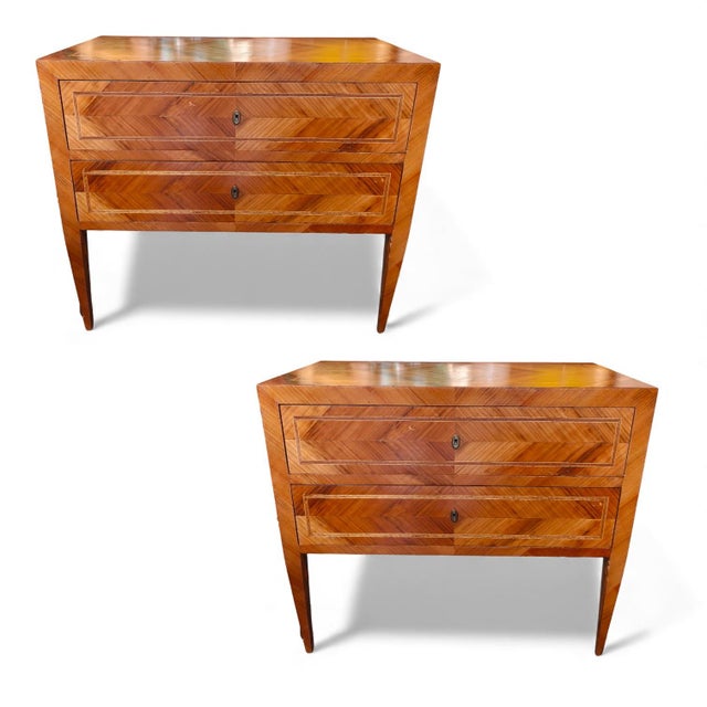 1920s Italian Neoclassical Chevron Chests of Drawers, 1890s, Set of 2 For Sale - Image 5 of 5