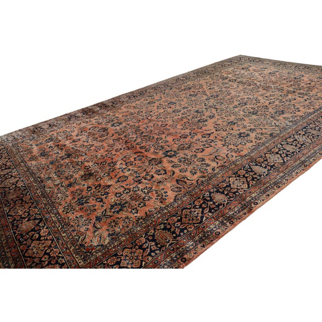 Rug & Kilim Antique Oversized Sarouk Persian Rug in Pink With Floral Patterns | Rug & Kilim For Sale - Image 4 of 9