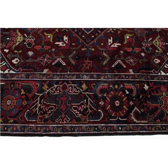 Burgundy 1960s Old Persian Heriz Area Rug 11’6″ X 14’9″ For Sale - Image 8 of 13