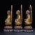 Brown 1930s Set of Three Carved Shoushan Stone Buddhas (Triple Gem / Triratna) — Seated With Halo & Lotus Base For Sale - Image 8 of 9