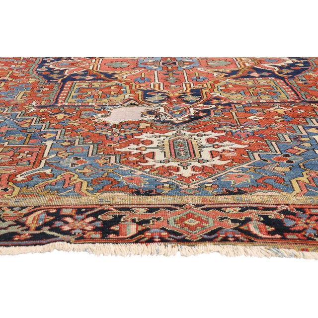 Late 19th Century Persian Heriz Rug, 08'07 X 11'00. For Sale - Image 4 of 10