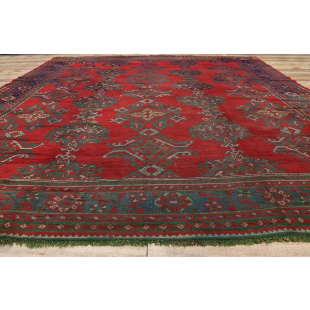 Textile Antique Turkish Oushak Rug - 11'07 X 13'07 For Sale - Image 7 of 9