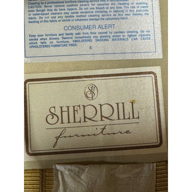 Sherrill Loveseat / Sofa With Fine Striped Upholstery For Sale - Image 9 of 10
