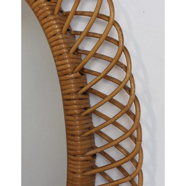 Vintage Italian Rattan Wall Mirror, 1960s For Sale - Image 12 of 14
