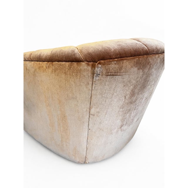 Vintage 1970s Handcrafted Charles Schneider Mid Century Modern Channel Back Swivel Chair For Sale - Image 10 of 12