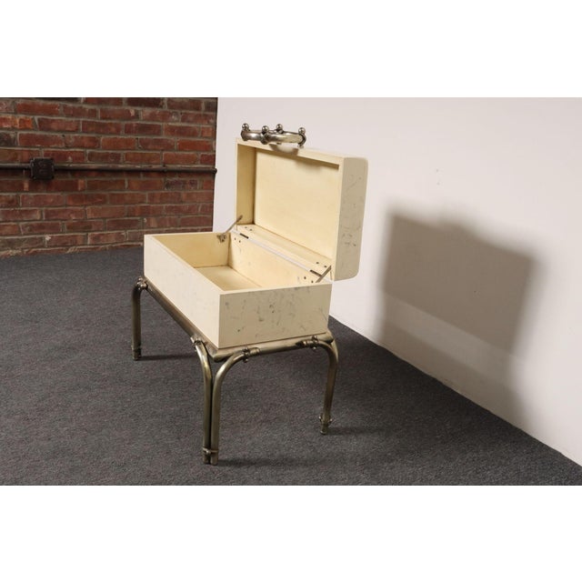 Vintage Karl Springer-Style Parchment Wrapped Trunk / Box on Nickel Plated Base For Sale - Image 17 of 18