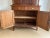1920 Early American Buffet Cabinet Cupboard Mid-Centry Oak Glass Doors. Latched Drawers & Original Key. For Sale - Image 9 of 12