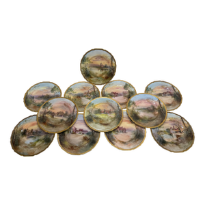 12 Royal Doulton “Shakespeare’s Country” Cabinet Plates by J. Hughs C. 1902-22