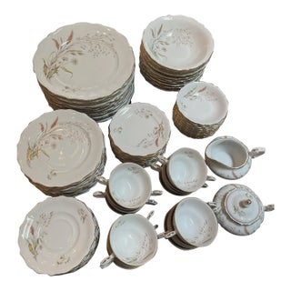 1960s Wheat & Daisy Porcelain China Set- 89 Pieces For Sale