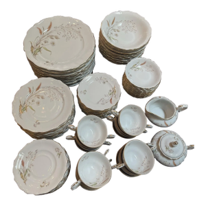1960s Wheat & Daisy Porcelain China Set- 89 Pieces
