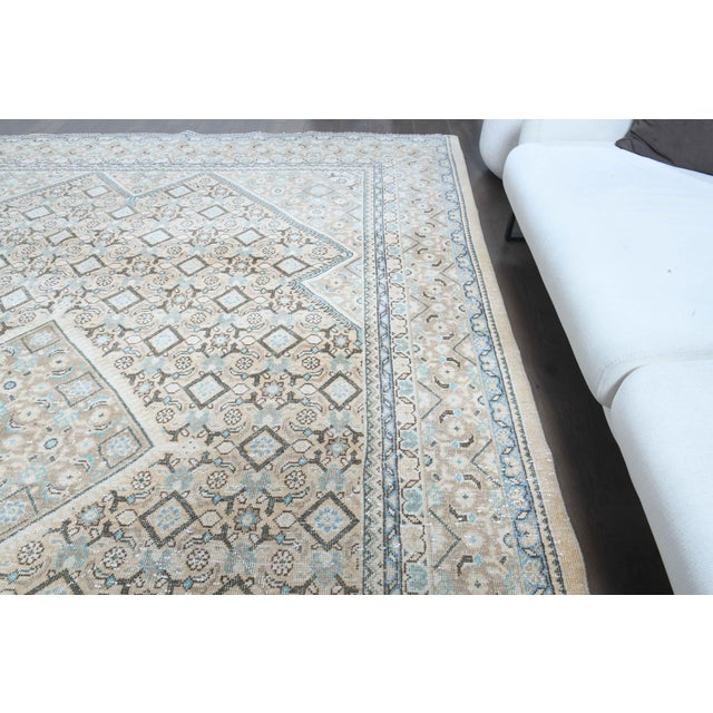 Textile 1970s Vintage Persian Handmade Wool Cotton Beige Area Rug For Sale - Image 7 of 11