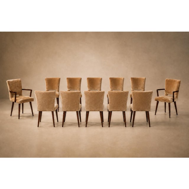 Set of 12 Brazilian Rosewood and Mohair Dining Chairs, Including Two Head Chairs, 1960s For Sale - Image 9 of 18