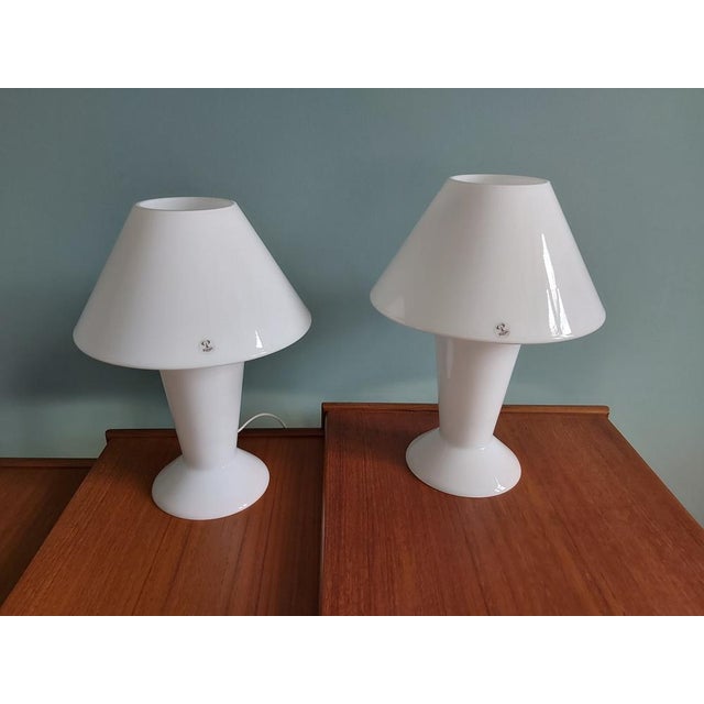 Mushroom Lamps in Opaline from Peill & Putzler, Set of 2 For Sale - Image 6 of 18