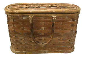 Vintage Bamboo Picnic Basket
