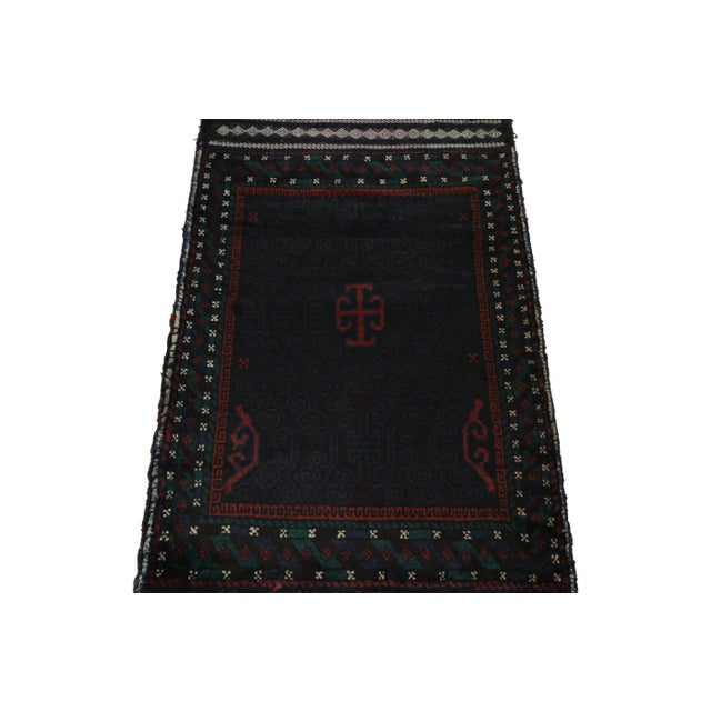 Tribal Rug & Kilim’s Baluch Tribal Rug in Navy Blue With Geometric Patterns For Sale - Image 3 of 8