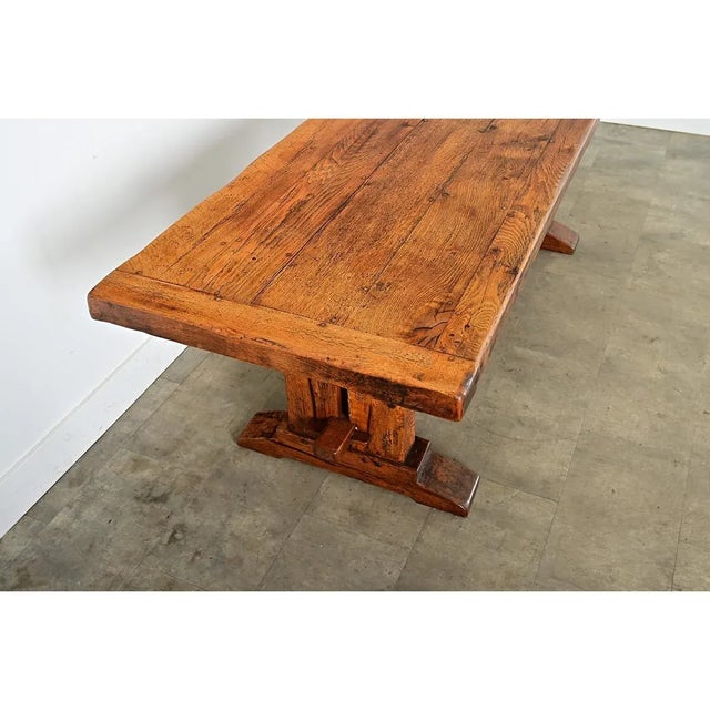 French 19th Century Solid Oak Trestle Table For Sale In Baton Rouge - Image 6 of 12