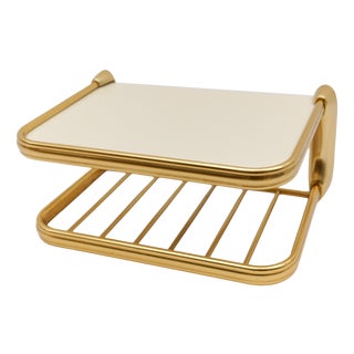 Vintage Brass and Glass Wall Shelf, 1960s For Sale