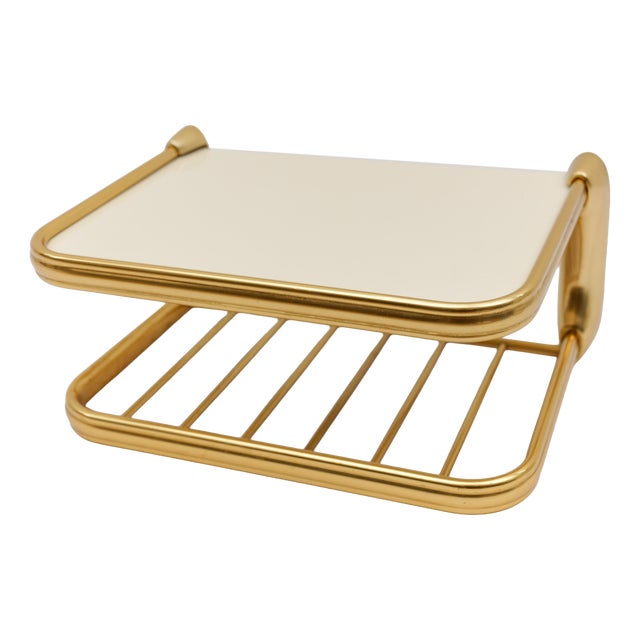 Vintage Brass and Glass Wall Shelf, 1960s For Sale