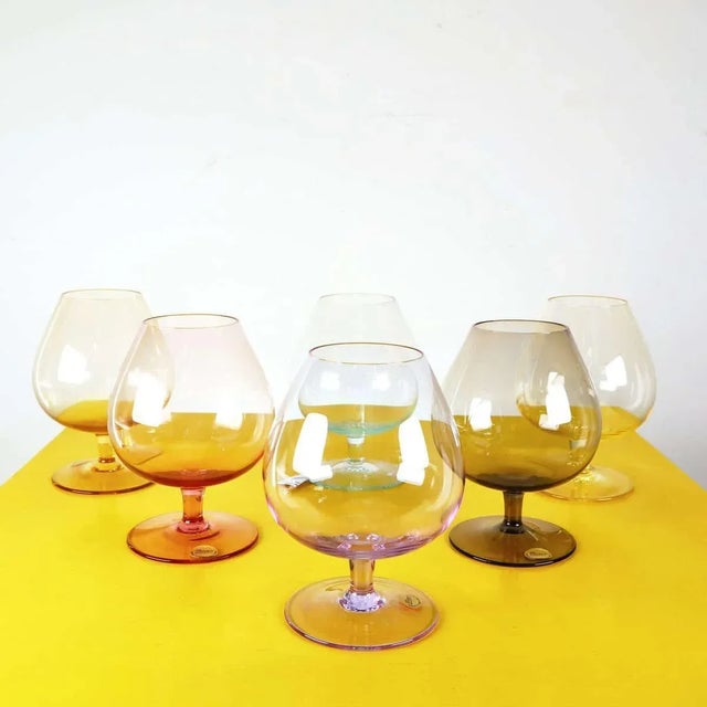 Large Vintage Multicolored Crystal Glasses from Moser, Set of 6 For Sale - Image 3 of 3