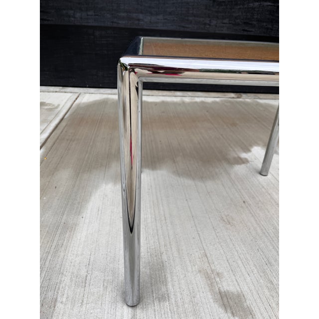 Vintage Milo Baughman for Design Institute Stainless Tubular Cane Table For Sale - Image 9 of 11
