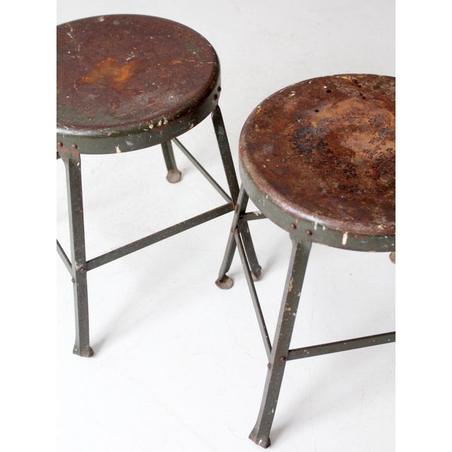 Vintage Industrial Stools Pair For Sale - Image 10 of 12